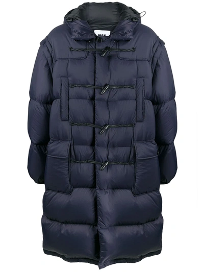 Msgm Oversize Fit Down Jacket In Blue