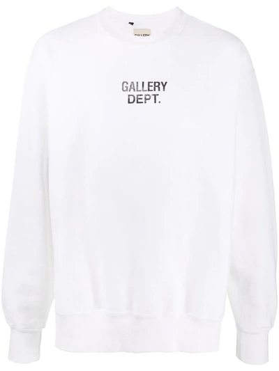 Gallery Dept. Logo Print Crew Neck Sweatshirt In White