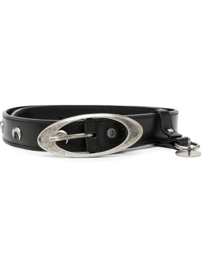 Marine Serre Crescent Moon Leather Belt In Black