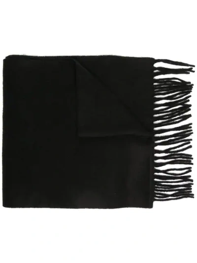 Polo Ralph Lauren Embroidered Logo Cashmere Scarf In Black