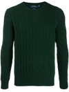 Polo Ralph Lauren Cashmere Cable Knit Regular Fit Crewneck Sweater In Green