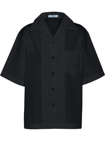 Prada Panelled Bowling-style Shirt In Black