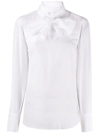 Brunello Cucinelli Pussy-bow Blouse In White