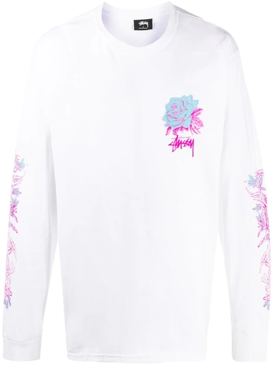 Stussy Rosebud Long-sleeve T-shirt In White