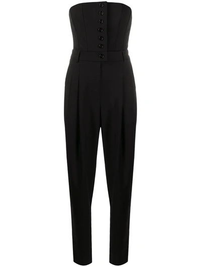 Dolce & Gabbana Strapless Stretch Wool Jumpsuit In Black