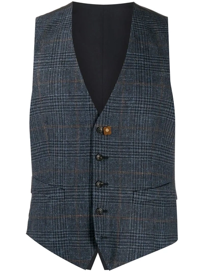Lardini Plaid Check Waistcoat In Blue