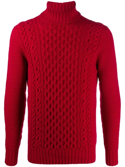 Drumohr Cable-knit Turtleneck Jumper In Red