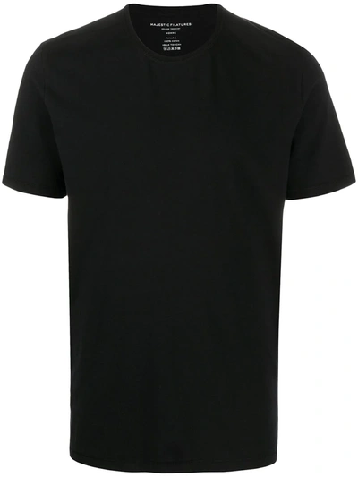 Majestic Cotton Round Neck T-shirt In Black