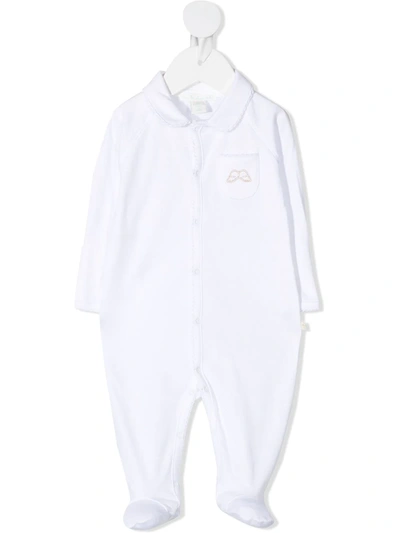 Marie-chantal Babies' Scallop-trimmed Cotton Pyjama In White