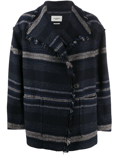 Isabel Marant Étoile Josia Double Breasted Stripe Coat In Blue