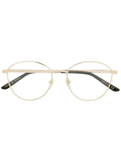 Gucci Round Metal Optical Glasses In Gold