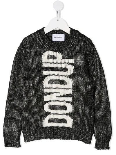 Dondup Kids' Intarsia-knit Logo Jumper In Black