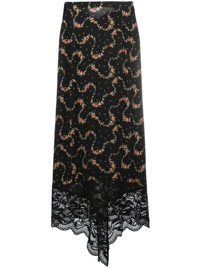 Rabanne Floral-print Sheer Maxi Skirt In Black