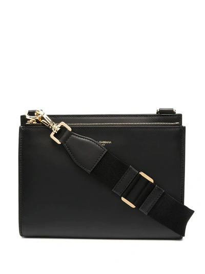 Dolce & Gabbana Double-zip Leather Clutch Bag In Black