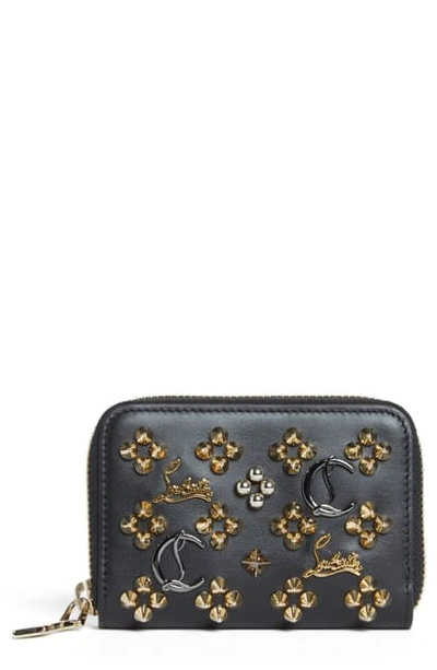 Christian Louboutin Panettone Leather Coin Purse In Black/multimetal