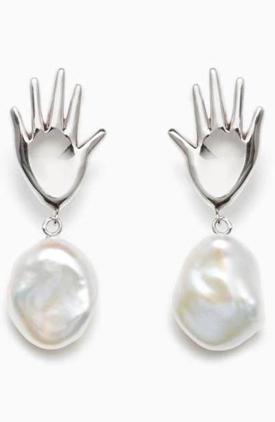 Agmes Small Rita Baroque Pearl Earrings In Sterling Silver