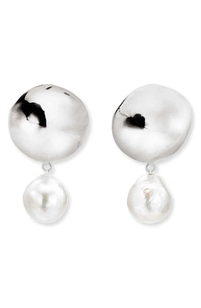 Agmes Stella Small Baroque Pearl Earrings In Sterling Silver