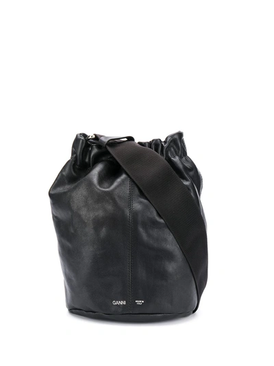 Ganni Logo Bucket Bag In Black