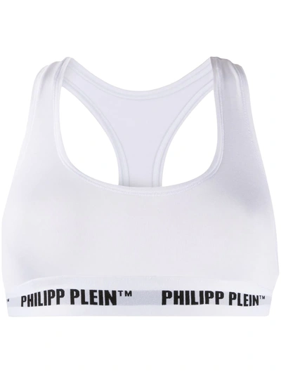 Philipp Plein Logo Band Sports Bra In White