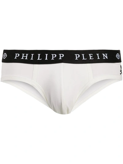 Philipp Plein Logo Embroidered Briefs In White