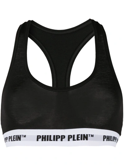 Philipp Plein Logo Band Sports Bra In Black