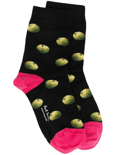 Paul Smith Apple Print Socks In Black