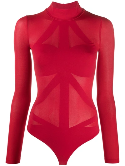 Wolford Maia String Seamless Bodysuit In Red | ModeSens