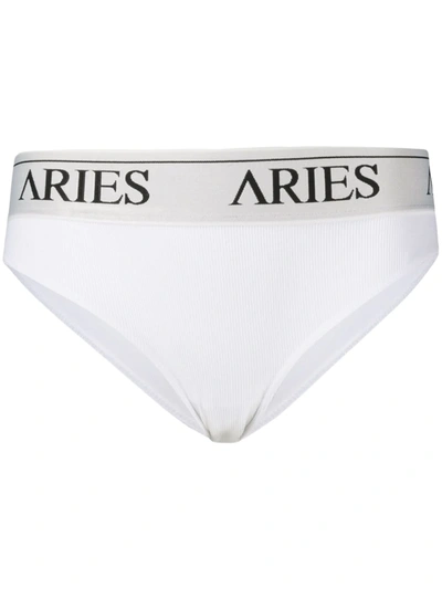 Aries Logo Waistband Briefs In White