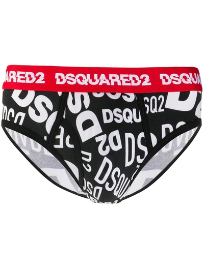 Dsquared2 Logo-print Briefs In Black