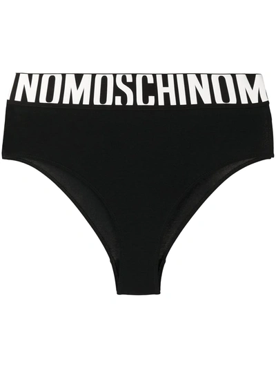 Moschino Logo-tape Briefs In Black