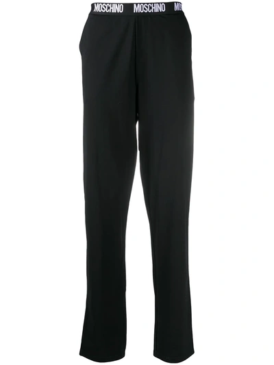 Moschino Logo Waistband Lounge Trousers In Black