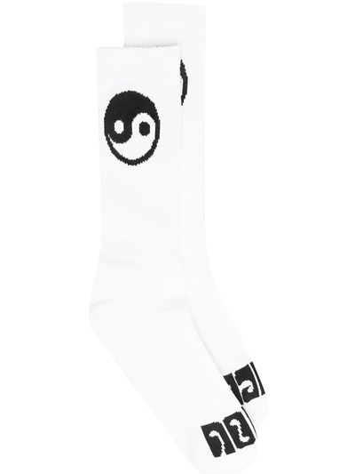 Formy Studio Fck Intarsia Knit Socks In White