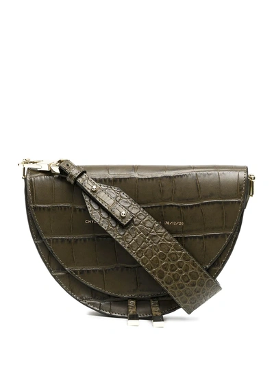 Chylak Croc-effect Leather Saddle Bag In Green