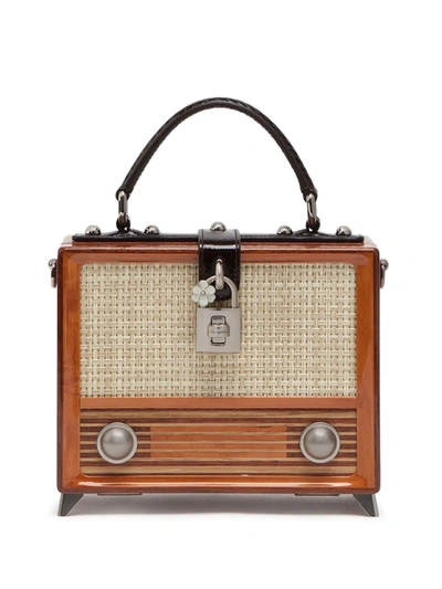 Dolce & Gabbana Radio Dolce Box Bag In Hand-painted Wood In Brown