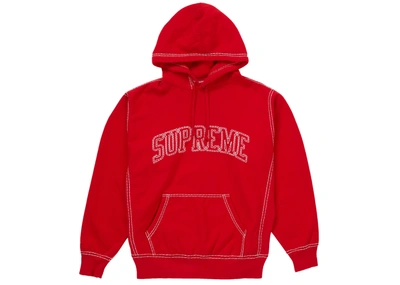 Pre-owned Supreme  Big Stitch Hooded Sweatshirt Red