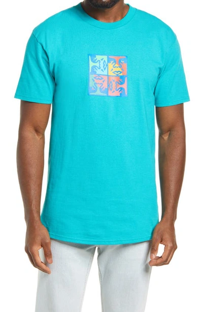 Obey Squared Up Graphic Tee In Teal