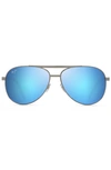 Maui Jim Seacliff 61mm Polarized Aviator Sunglasses In Gunmetal/ Blue Hawaii Mirror