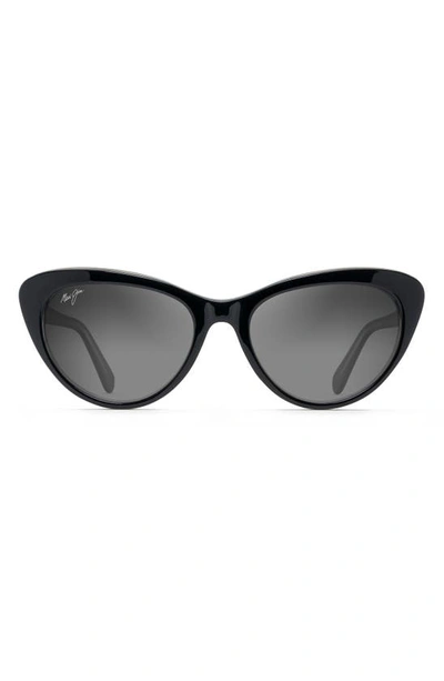 Maui Jim Kalani 54mm Polarizedplus2® Cat Eye Sunglasses In Black/ Grey Gradient
