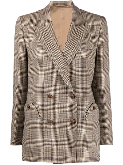 Blazé Milano Merit Everynight Prince Of Wales Checked Linen And Wool-blend Blazer In Multi-colour