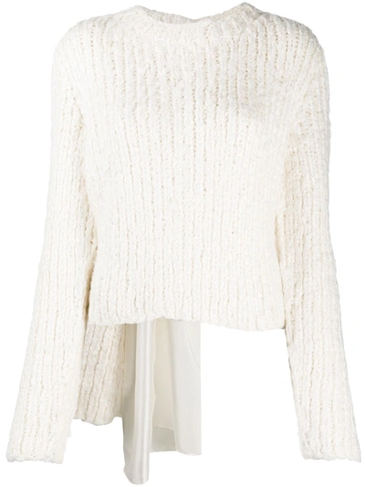 Cecilie Bahnsen Knit Silk Jumper W/ Bow In White
