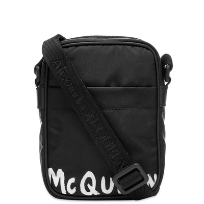 Alexander Mcqueen Graffiti Logo Cross Body Bag In Black