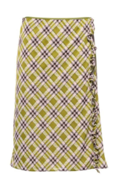 Miu Miu Printed Ruffle-trimmed Jersey Skirt In Yellow