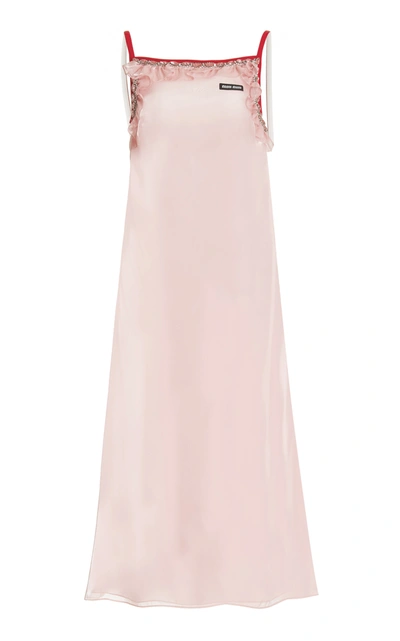 Miu Miu Pink Embroidered Voile Slip Dress