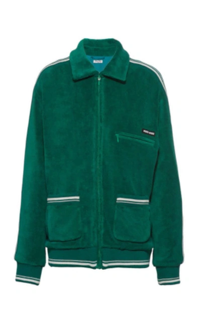 Miu Miu Women's Intarsia Terry Blouson Jacket In Green