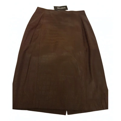 Pre-owned Solleciti Leather Mid-length Skirt In Brown