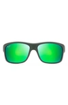 Maui Jim Southern Cross 63mm Ovresize Polarized Sunglasses In Khaki/ Maui Green Flash Mirror