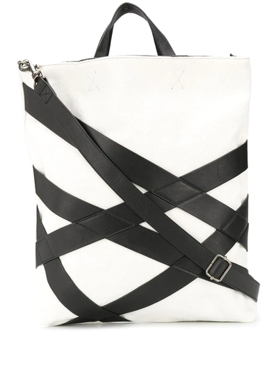 Ann Demeulemeester Crossover Strap Tote Bag In White