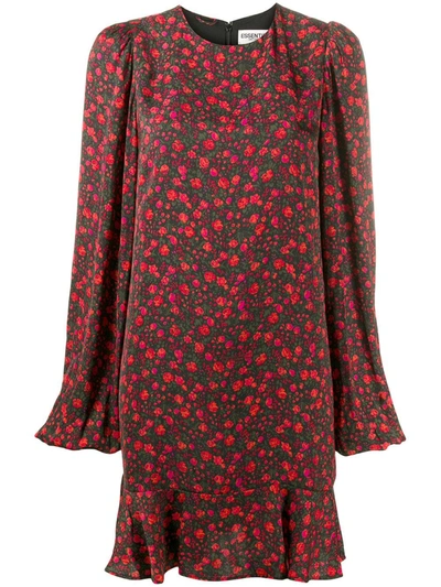 Essentiel Antwerp Floral-print Belted Dress In Black