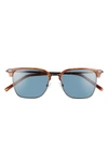 Ferragamo 53mm Polarized Square Sunglasses In Dark Ruthenium/striped Brown