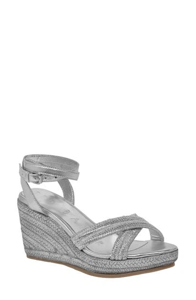 Ted Baker Laelia Espadrille Wedge Sandal In Silver Leather